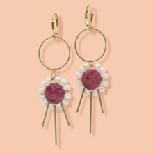 Load image into Gallery viewer, Gold Brass + Stone Statement Earrings
