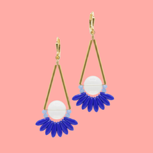 Load image into Gallery viewer, Gold Brass + Stone Statement Earrings
