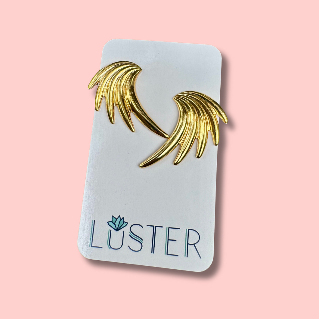 Brass Wing Unique Statement Earrings