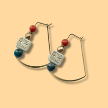 Load image into Gallery viewer, Gold Brass + Stone Lightweight Statement Earrings
