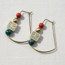 Load image into Gallery viewer, Gold Brass + Stone Lightweight Statement Earrings
