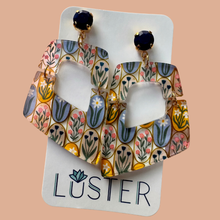 Load image into Gallery viewer, Floral Folk Art Trapezoid Earrings
