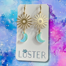 Load image into Gallery viewer, Celestial Crescent Moon Dangles
