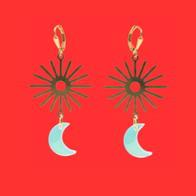 Load image into Gallery viewer, Celestial Crescent Moon Dangles
