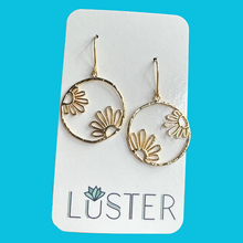 Load image into Gallery viewer, Brass Flower Hoop Dangle Unique Statement Earrings
