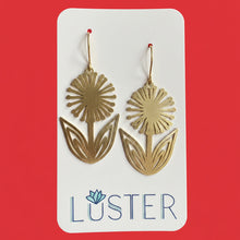 Load image into Gallery viewer, Brass Mod Dandelion Flower Earrings
