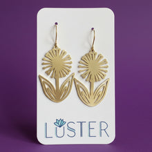 Load image into Gallery viewer, Brass Mod Dandelion Flower Earrings
