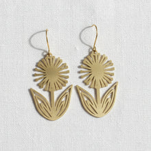 Load image into Gallery viewer, Brass Mod Dandelion Flower Earrings
