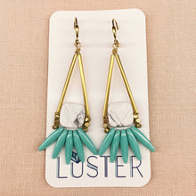 Load image into Gallery viewer, Gold Brass + Stone Lightweight Statement Unique Earrings
