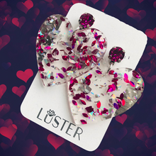 Load image into Gallery viewer, Confetti Heart Valentine Love Earrings
