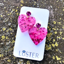 Load image into Gallery viewer, Confetti Heart Love Statement Earrings
