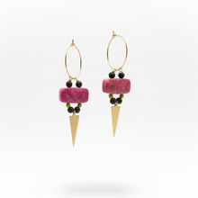 Load image into Gallery viewer, Stone Hoop Statement Earrings
