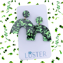 Load image into Gallery viewer, Green Confetti Drop Earrings
