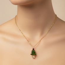Load image into Gallery viewer, Dark Green Holiday Tree Necklace
