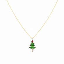 Load image into Gallery viewer, Dark Green Holiday Tree Necklace
