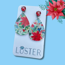 Load image into Gallery viewer, Poinsettia Teardrop Earrings
