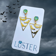 Load image into Gallery viewer, Brass Triangle Bat Earrings
