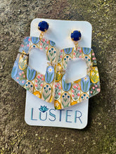 Load image into Gallery viewer, Floral Folk Art Trapezoid Earrings

