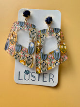 Load image into Gallery viewer, Floral Folk Art Trapezoid Earrings
