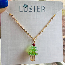 Load image into Gallery viewer, Peridot Green Holiday Tree Necklace

