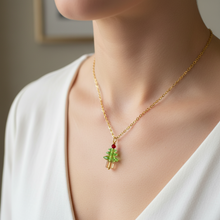 Load image into Gallery viewer, Peridot Green Holiday Tree Necklace
