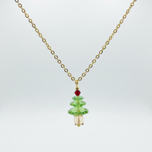 Load image into Gallery viewer, Peridot Green Holiday Tree Necklace
