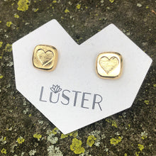 Load image into Gallery viewer, Brass Heart Studs
