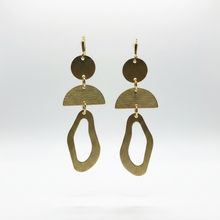 Load image into Gallery viewer, Brass Abstract Geometric Dangle Statement Earrings
