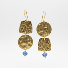 Load image into Gallery viewer, Hammered Brass + Glass Earrings
