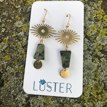 Load image into Gallery viewer, Brass + Stone Lightweight Statement Earrings
