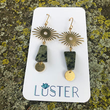 Load image into Gallery viewer, Brass + Stone Lightweight Statement Earrings
