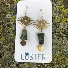 Load image into Gallery viewer, Brass + Stone Lightweight Statement Earrings
