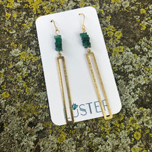 Load image into Gallery viewer, Brass + Aventurine Stone Lightweight Unique Earrings
