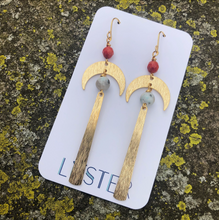 Load image into Gallery viewer, Stone + Brass Lightweight Statement Earrings
