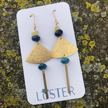 Load image into Gallery viewer, Stone + Brass Lightweight Unique Statement Earrings
