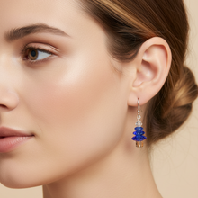 Load image into Gallery viewer, Blue Holiday Tree Earrings
