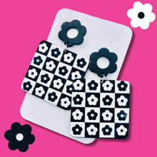 Load image into Gallery viewer, Floral Checkerboard Earrings
