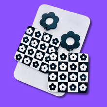 Load image into Gallery viewer, Floral Checkerboard Earrings
