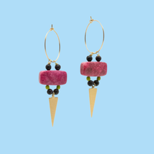 Load image into Gallery viewer, Stone Hoop Statement Earrings
