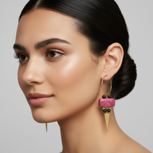 Load image into Gallery viewer, Stone Hoop Statement Earrings
