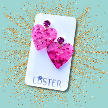 Load image into Gallery viewer, Confetti Heart Love Statement Earrings
