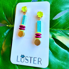 Load image into Gallery viewer, Brass, Stone + Acrylic Lightweight Earrings
