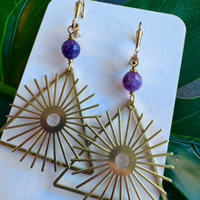 Load image into Gallery viewer, Celestial Brass + Stone Lightweight Earrings
