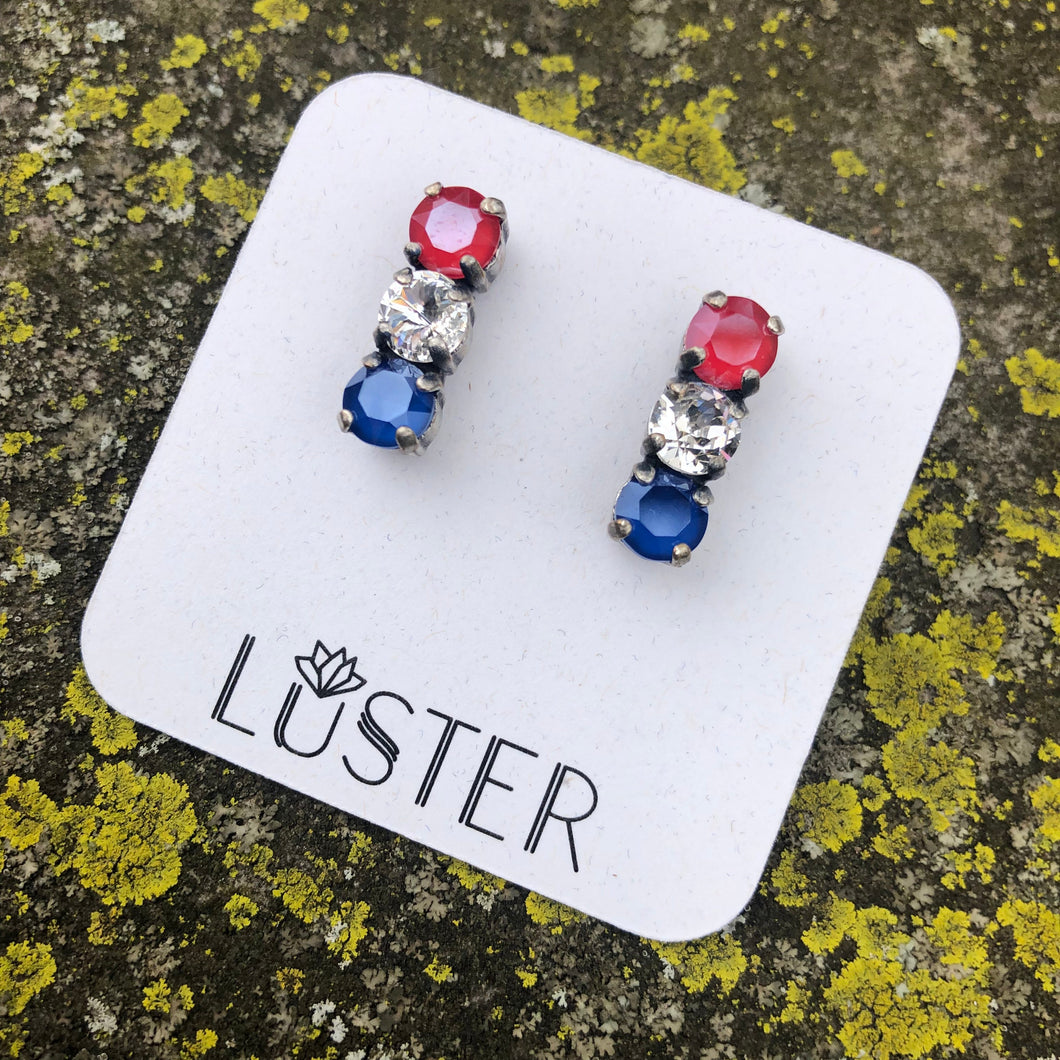 Trio Stick Crystal Earrings