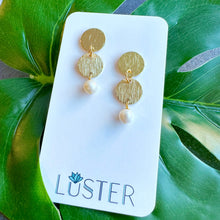 Load image into Gallery viewer, Small Brass + Pearl Drop Earrings
