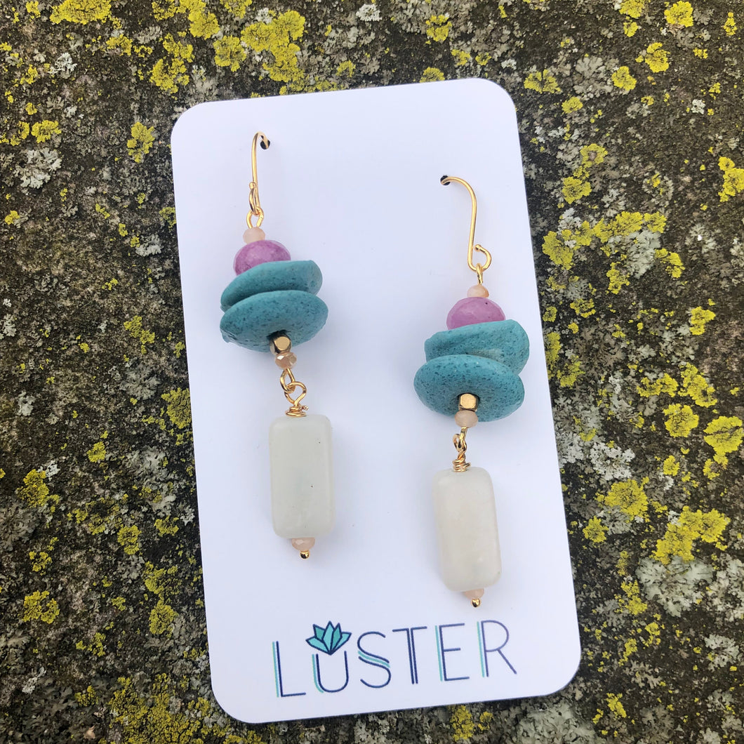 Stone + Glass Statement Earrings