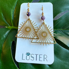 Load image into Gallery viewer, Celestial Brass + Stone Lightweight Earrings
