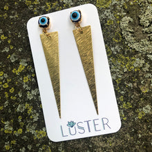 Load image into Gallery viewer, Evil Eye Brass Spike Earrings
