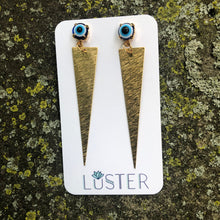 Load image into Gallery viewer, Evil Eye Brass Spike Earrings
