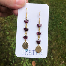 Load image into Gallery viewer, Garnet and Brass Earrings
